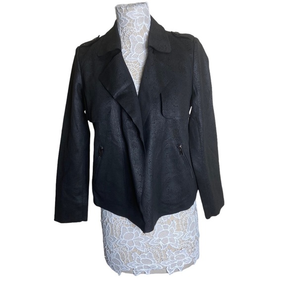 NWT Solitaire Faux Suede Open Front Snake Print Jacket size Medium - Picture 1 of 6